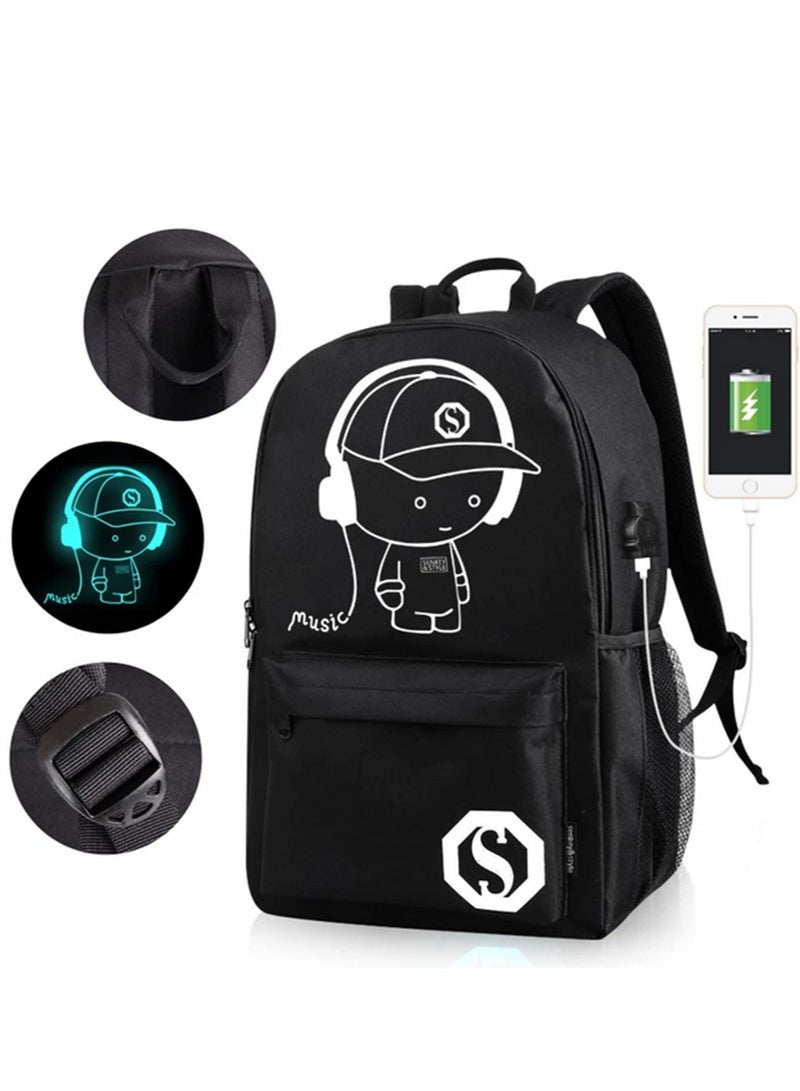 LUMINOUS ANTI-THEFT BACKPACK WITH USB PORT Waterproof Stylish Daypack with Fluorescent Effect Combination Lock Charging Port Durable Comfortable Design for Travel School Daily Use - Image 2